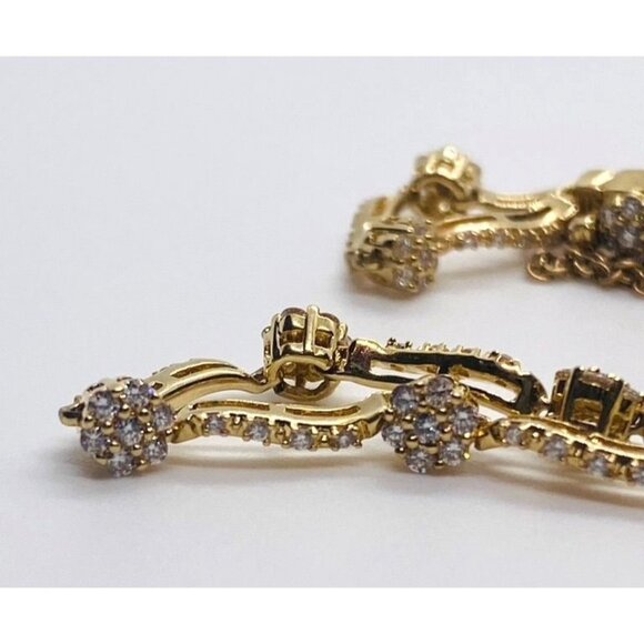 Sold!!! LeVian 14k Yellow Gold 1.39 CTW Diamond Link Safety Chain Bracelet - Picture 7 of 12